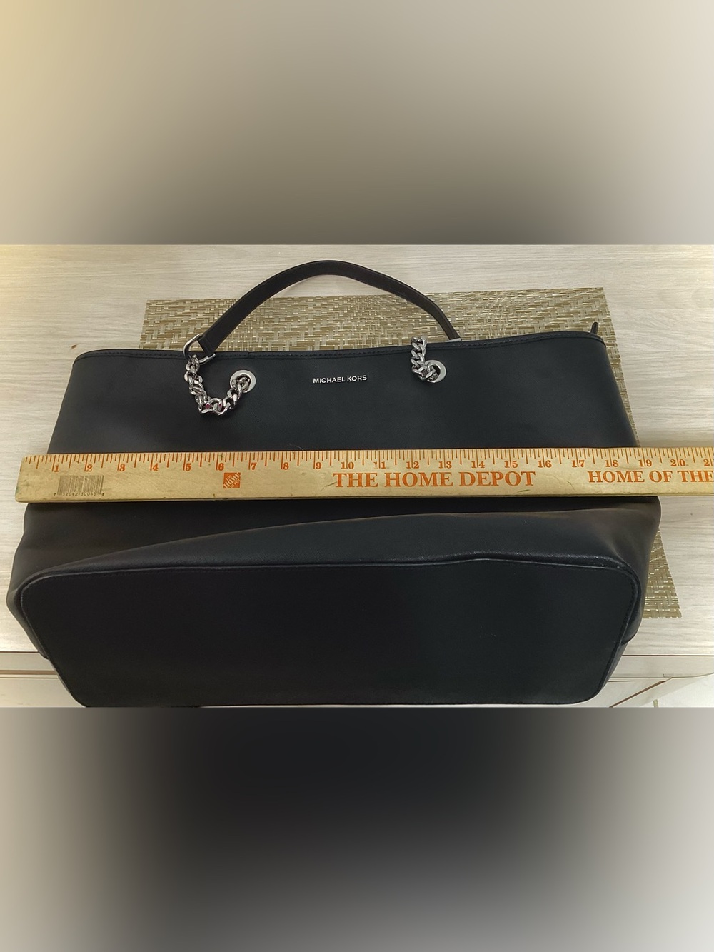 Michael Kors Black Tote with Silver Chain Handles - Picture 8 of 8